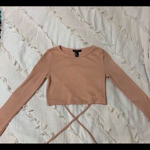 Forever 21 Peach Tie Back Long Sleeve